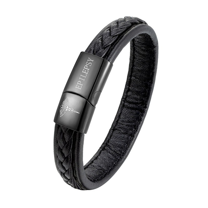 Epilepsy blood thinner medical alert bracelet men emergency reminder multicolor optional stainless steel bracelet for women