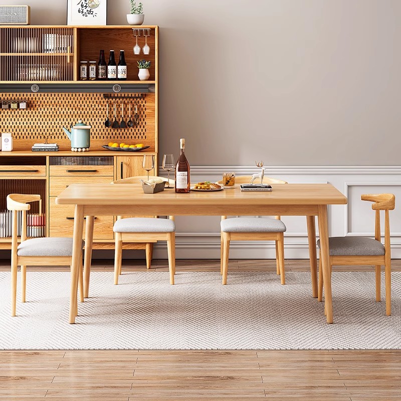 Mesa de comedor de madera maciza rectangular, hogar pequeño, mesa de comedor, sala de estar, mesa larga, mesa de comedor, mesa de alquiler, combinación de mesa y silla