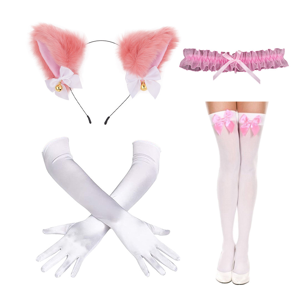 Disfraz de princesa gato para Halloween, diadema con orejas de gato, máscara de ojos de encaje negro, máscara facial.