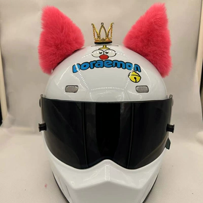 Cross-Border Helmet Accessories Are Hot-Selling Plush Ear Small Crowns for Motorcycles and Electric Vehicles, Available in Various Styles and Colors for Riding (Motosiklet dəbilqələri) - orange-red