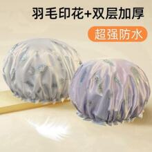 烫银枫叶超面柔双层浴帽女防水洗澡家用儿童淋浴沐浴帽厨房防
