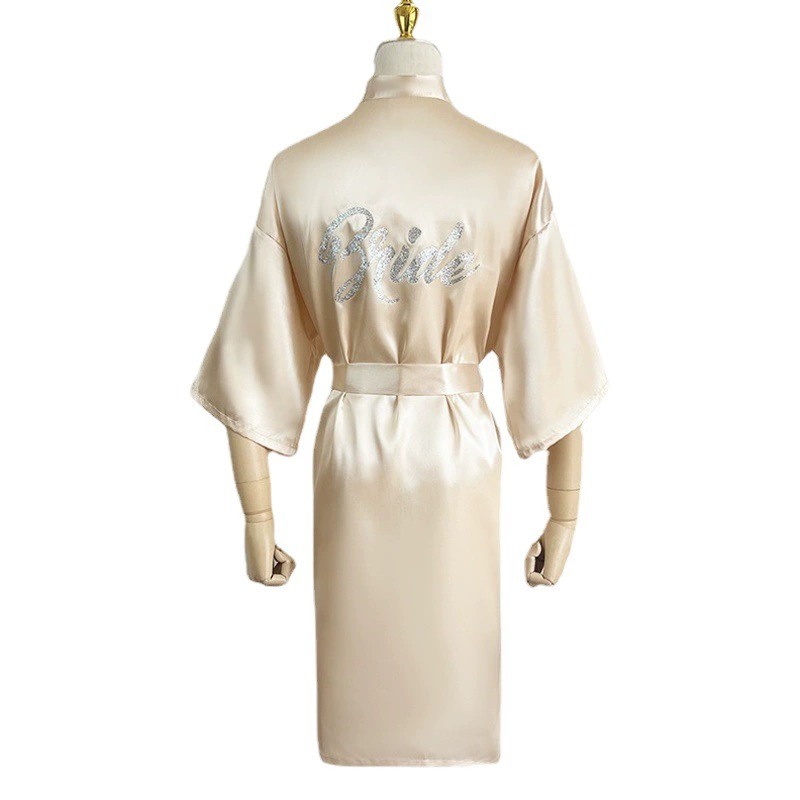 Трансграничный атласный горячий серебряный порошок Подружки невесты Свадебный утренний халат для макияжа домашний халат женский кардиган невесты