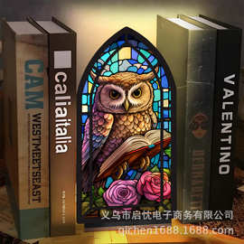 跨境新品BookNook木质猫头鹰书架书角装饰品爱书人士读者创意礼品