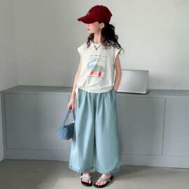 女童夏装短袖套装柔软亲肤小姑娘时髦衣服中大童图片色套装