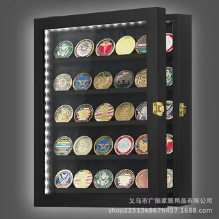 木质led灯徽章奖牌相框架亚克力展示框勋章收纳盒工艺品收藏画框