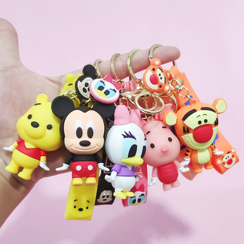 Cartoon Mickey Minnie Keychain Stiffer Doll Keychain Stiffer Pendant Cute Winnie the Poole Gift