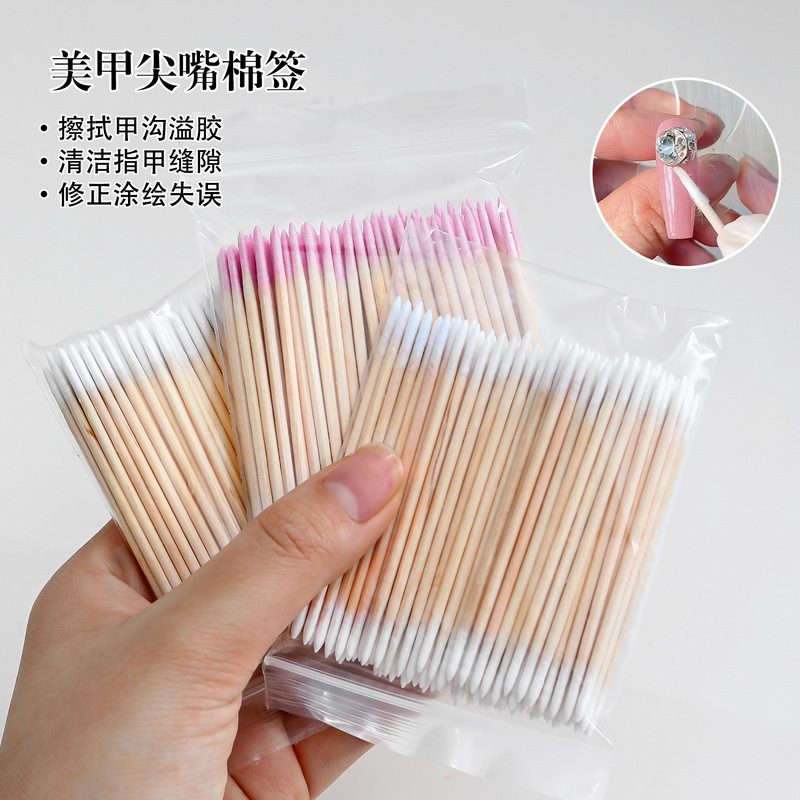 Nail gluing cotton swab double-headed pointed sanitary cleaning cotton makeup eyebrow tattoo disposable bagged cotton swab wholesale Nail gluing cotton swab double-headed pointed sanitary cleaning cotton makeup eyebrow tattoo disposable bagged cotton swab wholesale