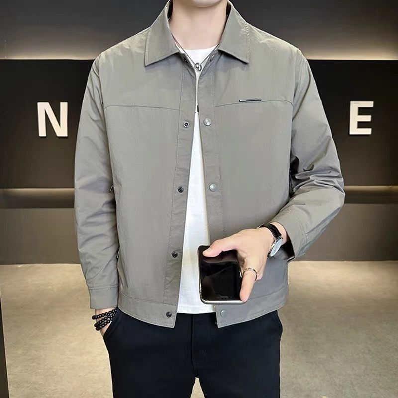 Spring and Autumn New Style Elegant Fashion Trendy Simple Versatile Shirt Collar Casual Jacket Solid Color Top for Men Spring and Autumn New Style Elegant Fashion Trendy Simple Versatile Shirt Collar Casual Jacket Solid Color Top for Men