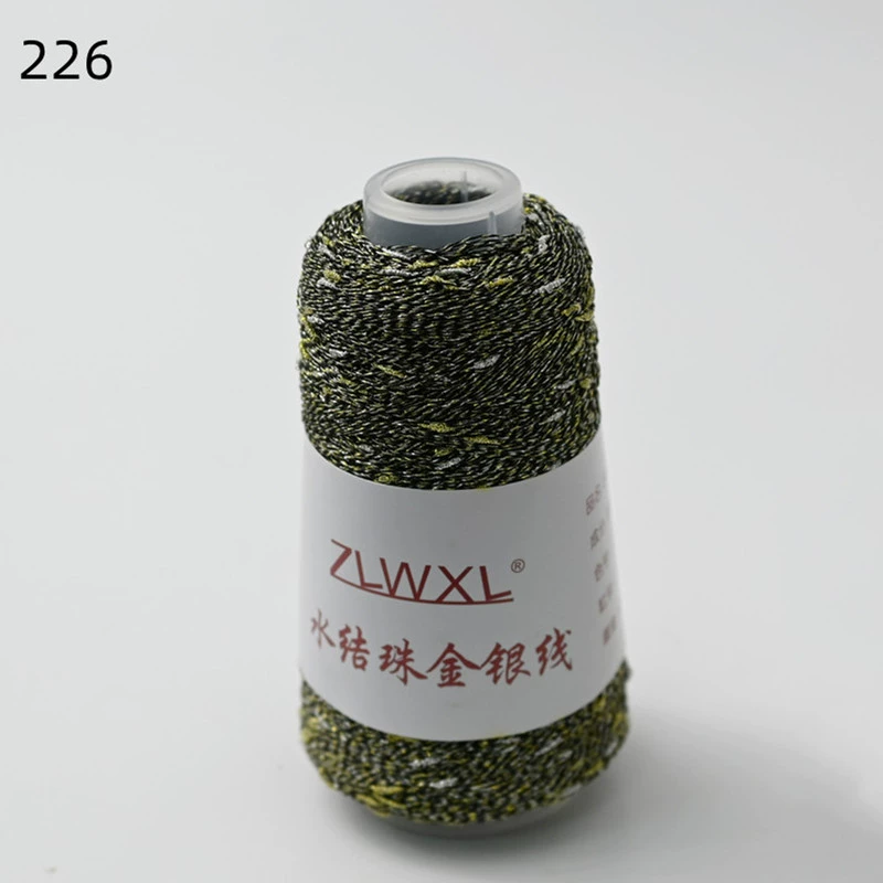 Woven silk threads handmade, 50 gram, gold and silver