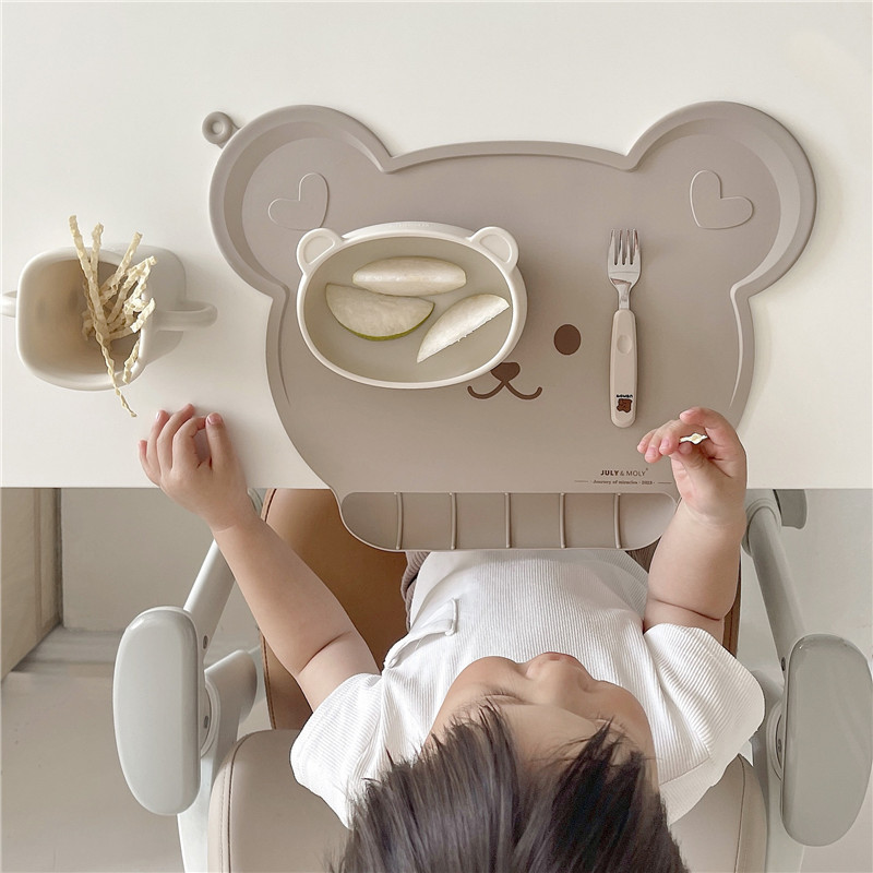 Korean Style Baby Placemat Children's Waterproof Thermal Insulation Silicone Table Mat Ins Style Portable Baby Non-Slip Easy Cleaning Placemat