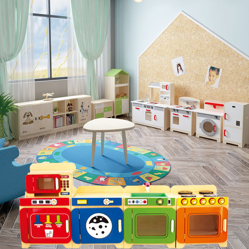 Children's Wooden Plays Kitchen suit Early Childhood Kindergarten Role Play Simulation Dresser Cosmetic Mirror Toy