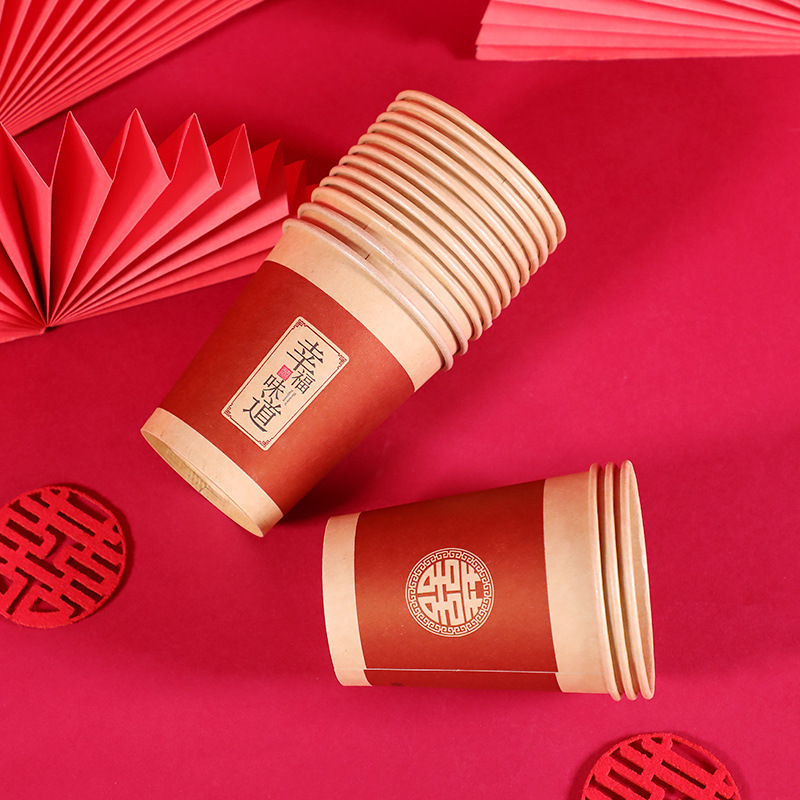 Tazas de papel desechables para la boda, vasos de papel para la boda, tazas de papel rojas, tazas de agua, tazas de brindis