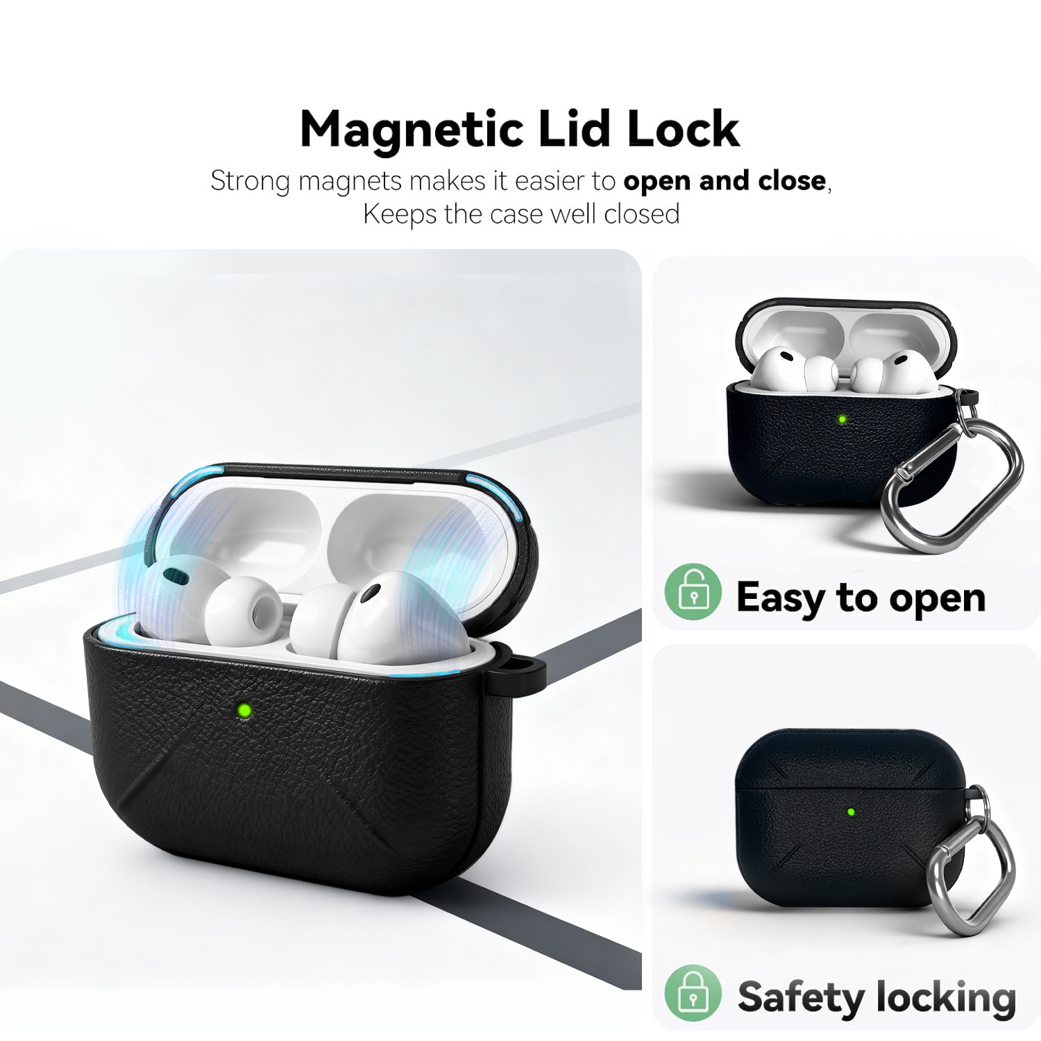 Premium Leather Airpods Pro 3 Case With Keychain And Cleaning Pen_voghion.com