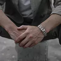 Мода Гальваника Имитация ручной вязаный браслет мужская личность ретро нишевые браслеты геометрический прилив мужской широкий браслет