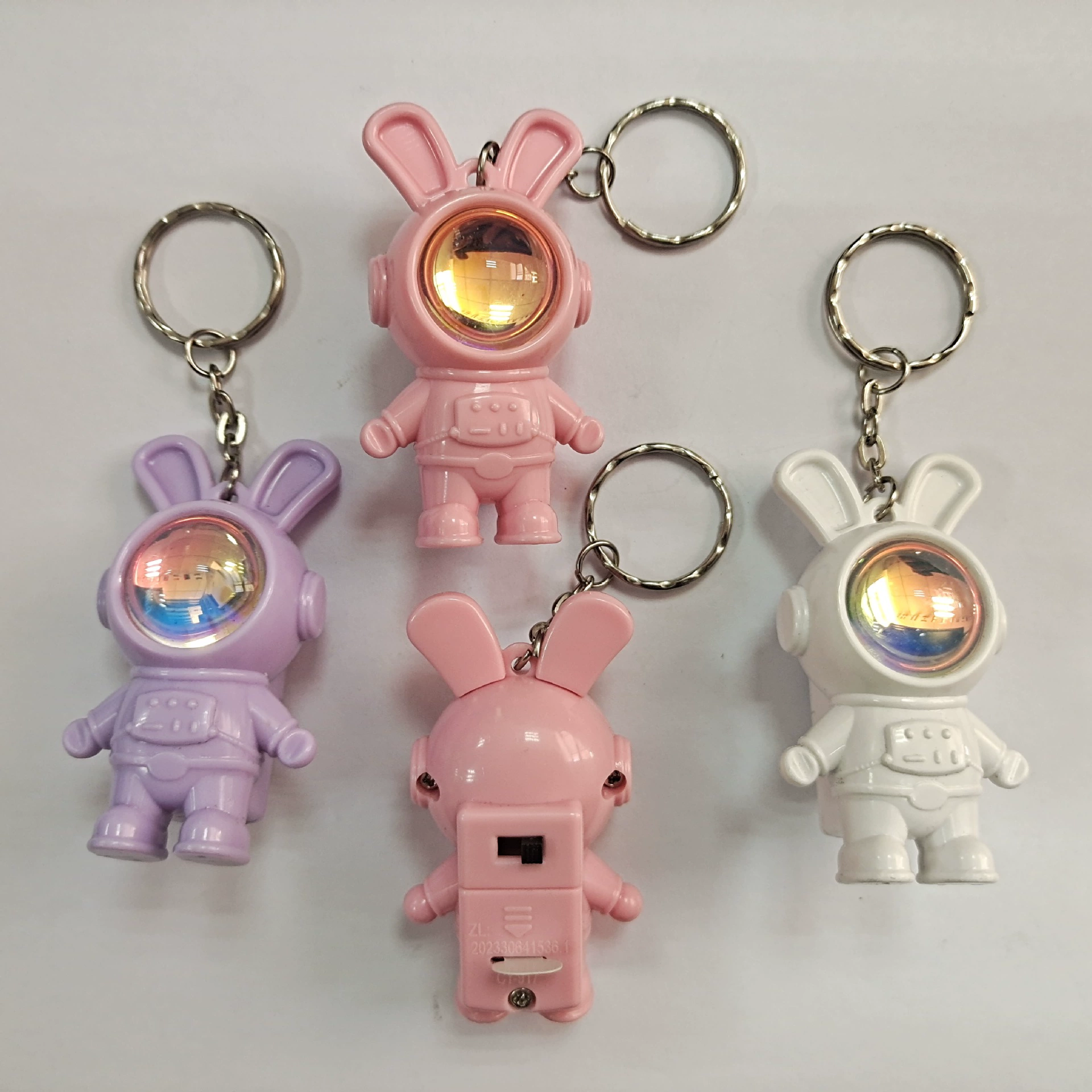 Space colorful rabbit, sunshine, keychain, lights, bag decoration