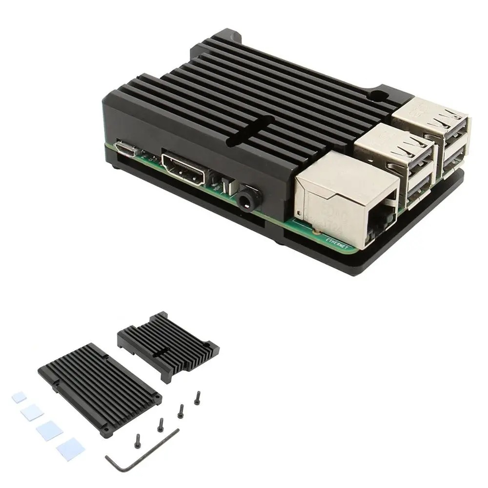 树莓派4代外壳金属Raspberry Pi 3B 代b+铝合金盒子3b散热壳配件