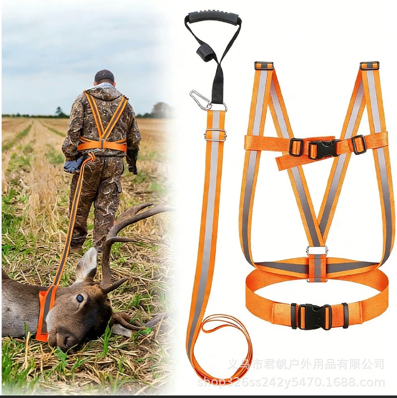 New deer-towing rope for outdoor hunting, antler pull rope with handle, prey-towing strap, heavy-duty cargo towing rope New deer-towing rope for outdoor hunting, antler pull rope with handle, prey-towing strap, heavy-duty cargo towing rope
