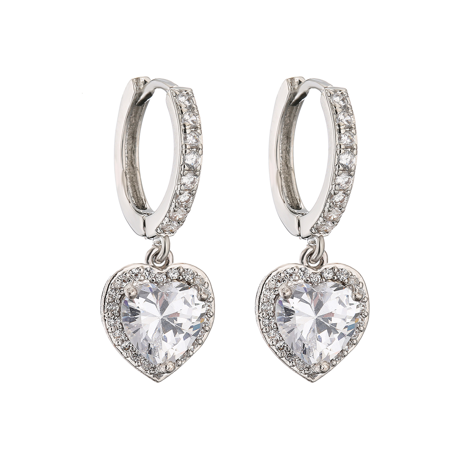 Zircon Inlay Material Fashion Zircon Micro-inlaid Peach Heart Earrings European And American Style Copper Jewelry
