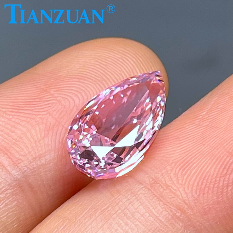 TIANZUAN drop-shaped pear-shaped zircon bare stone Ice Flower cut golden yellow and pink available