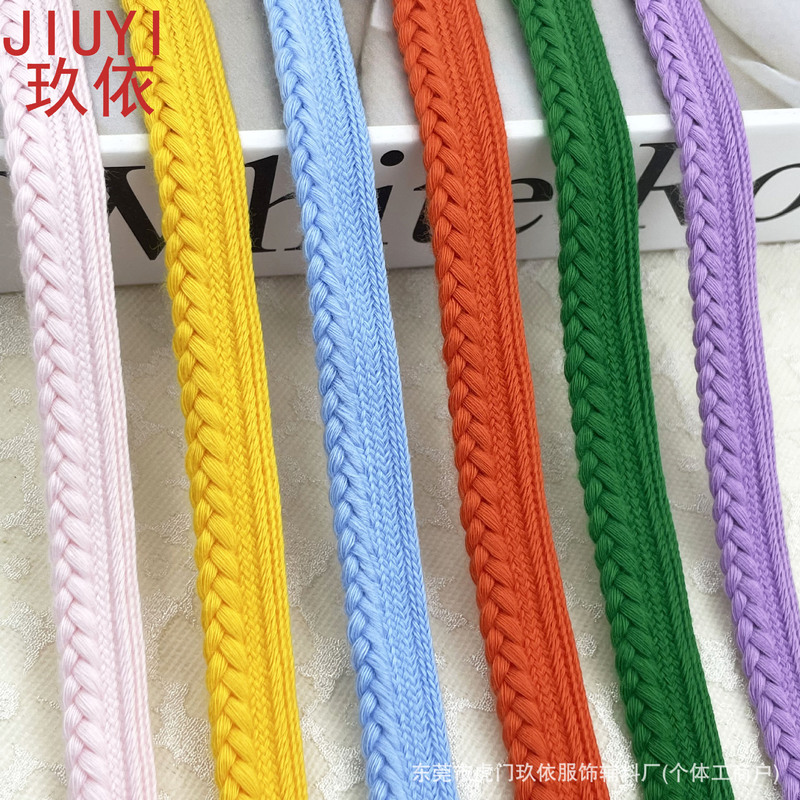 Colorful cotton piping tape for children's clothing, home textiles, duvet covers, pillow trim, bag edging, crafts, and garment accessories
