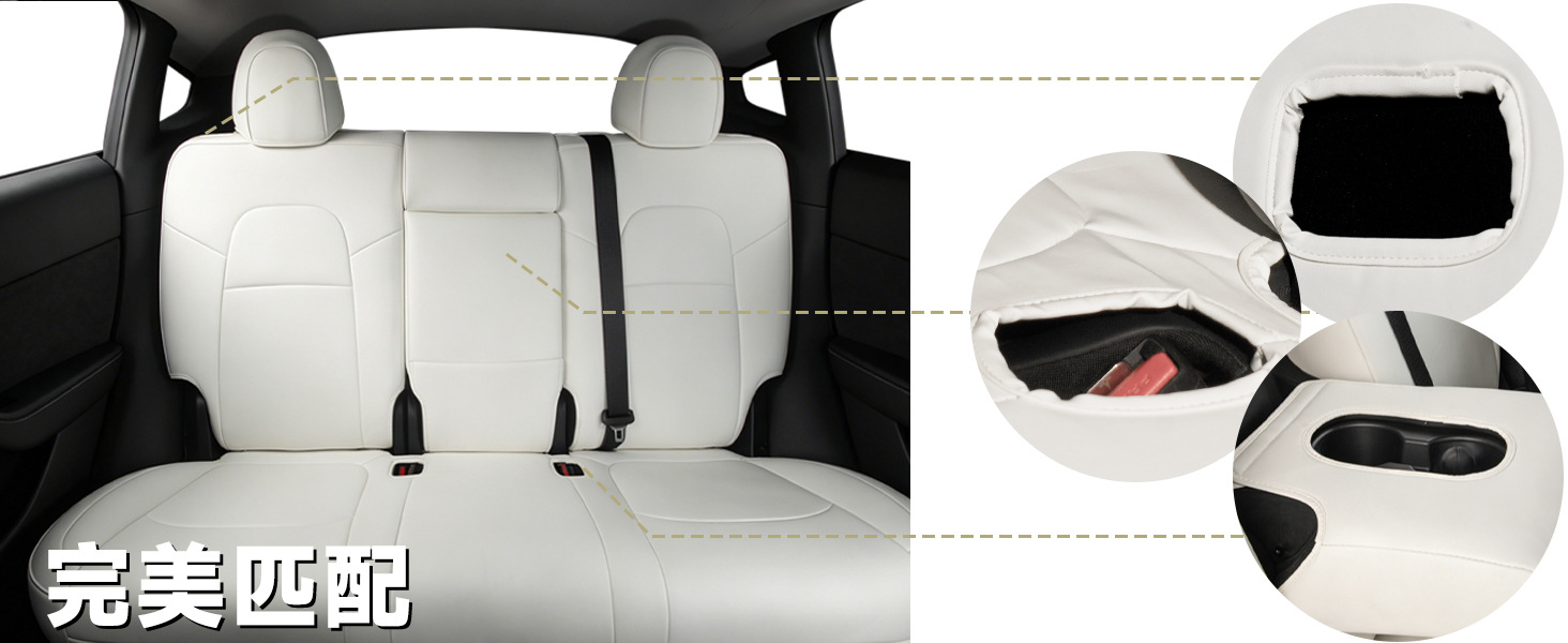 Cross-Border Exclusive Amazon Hot-Selling Product Suitable for Tesla Model Y Seat Covers, White Car Seat Covers, Nappa Leather