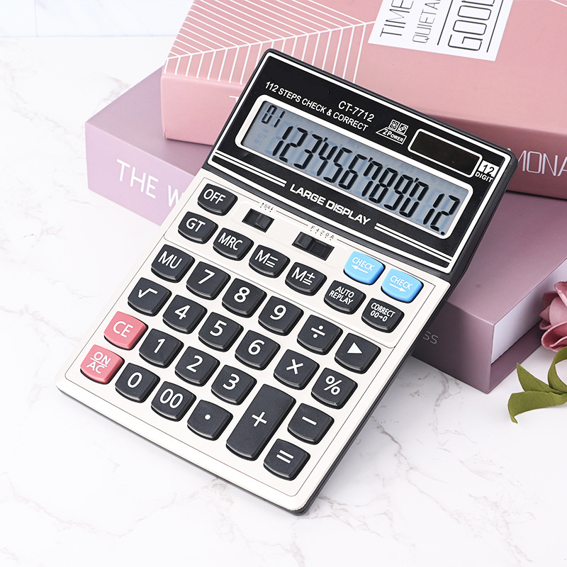 Fábrica al por mayor de 12 dígitos de CT-7712 solar calculadora científica lindo suministros de computadora de oficina financiera