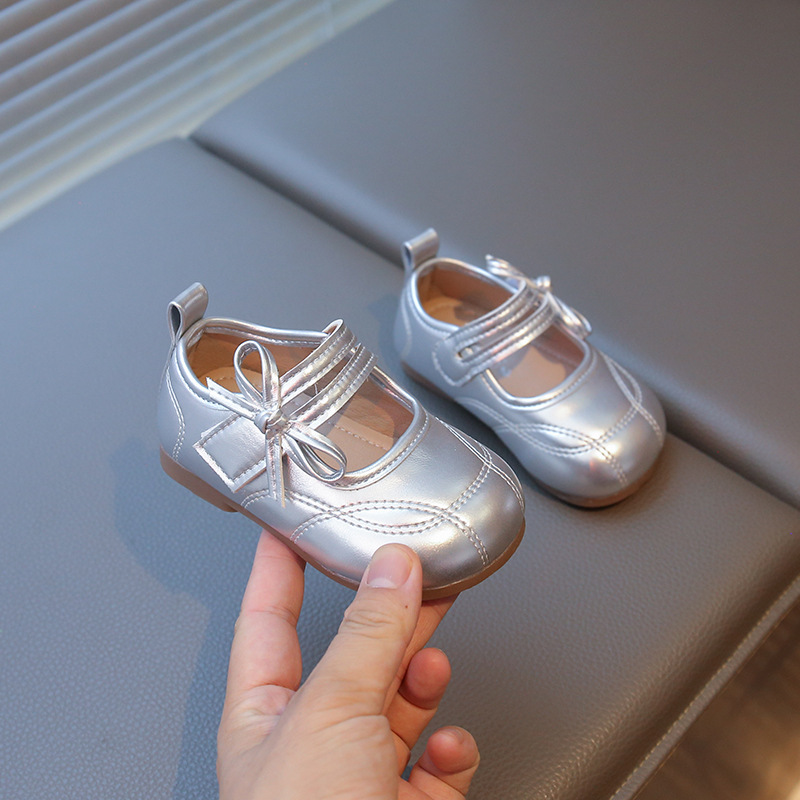 Herbstliche Prinzessinnenschuhe im neuen Stil mit süßer Schleife – vielseitige und stylische Lederschuhe für kleine Mädchen._voghion.com