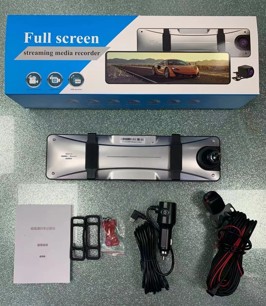 Cross-border 12-inch driving recorder streaming media rearview mirror 4K HD wireless WiFi GPS track before and after double recording