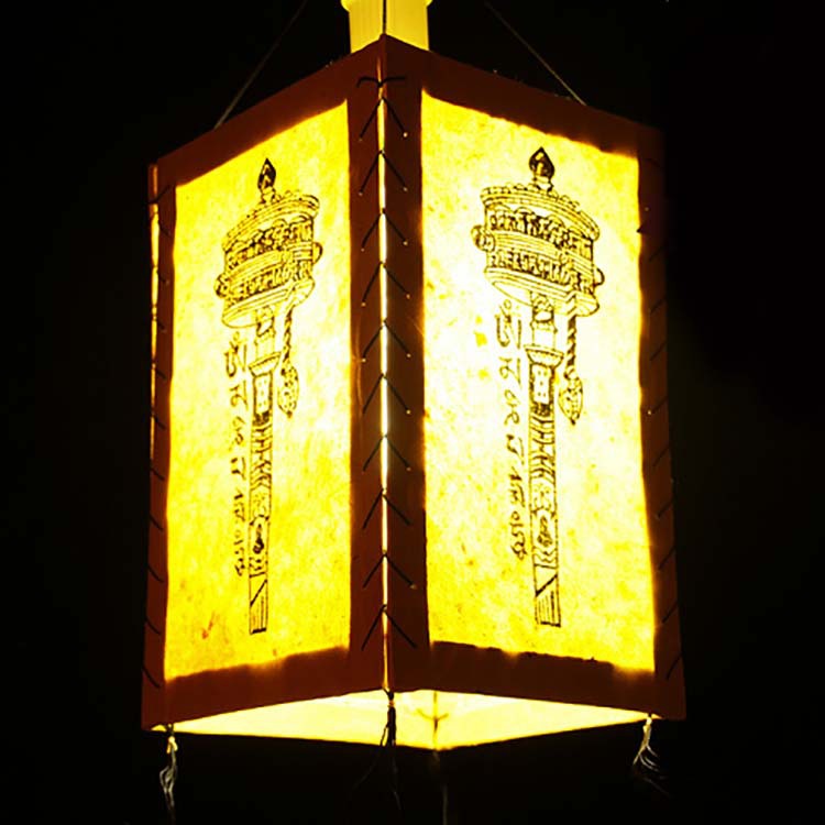 尼泊尔手绘高山手工植物纸灯笼灯罩藏式客栈餐厅酒吧灯饰装饰灯具