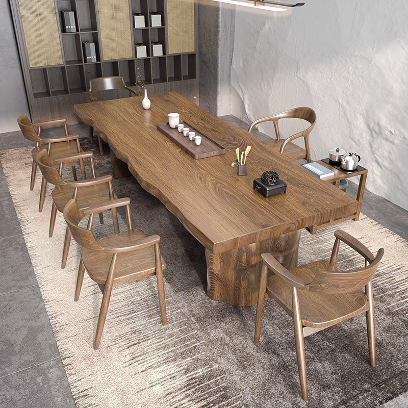 2.4 m 티 테이블 + shumite 의자 + 히로시마 의자 * 5 + 티 캐비닛