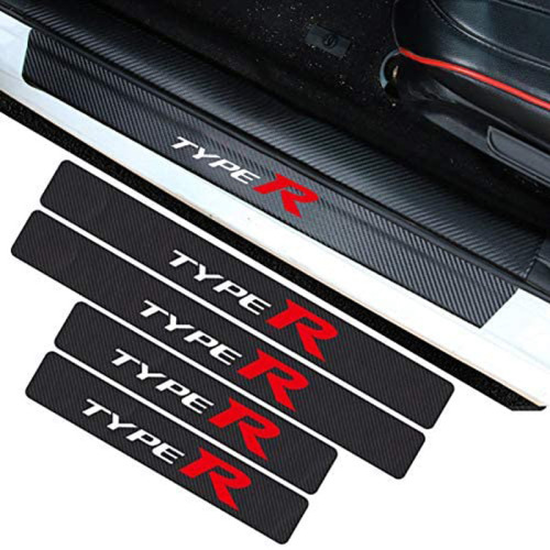 Car door sill guard, welcome step, anti-collision bar, trunk protection sticker, carbon fiber texture, cartoon car logo, cross-border