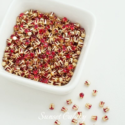 Zərgərlik ara hissələri Hand-Sewn Drill Copper Plated 18K Gold - 3mmdark-red-30-pieces