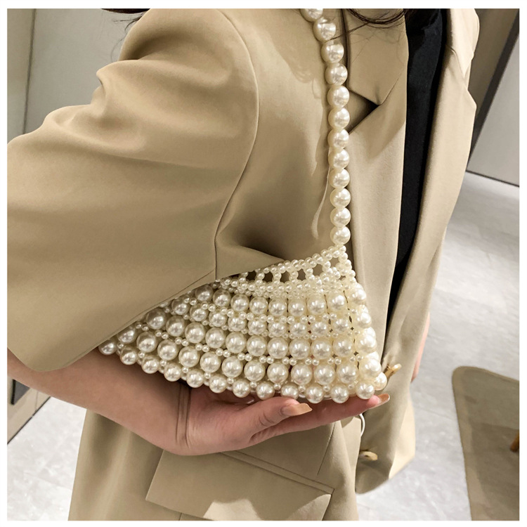 Mujeres Todas Las Temporadas Perla Artificial Color Sólido Elegante Oval Abierto Bolsa Para Las Axilas display picture 21