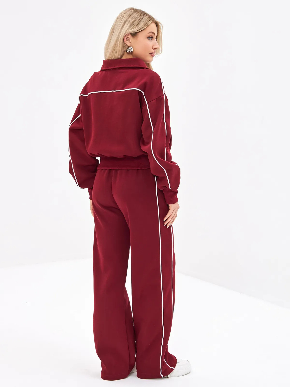Women's Spring Autumn Sports Leisure Suit Loose Striped Sweatshirt Cardigan Trousers Fashion Pant Set Polyester Full Length_ecoleips.com