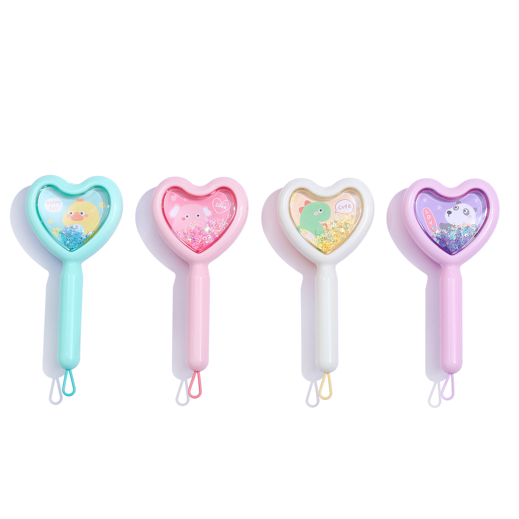 Venta al por mayor transfronteriza en stock nuevo creativo en forma de corazón transparente peine amor brillo lentejuelas dientes largos y cortos portátil viaje peine