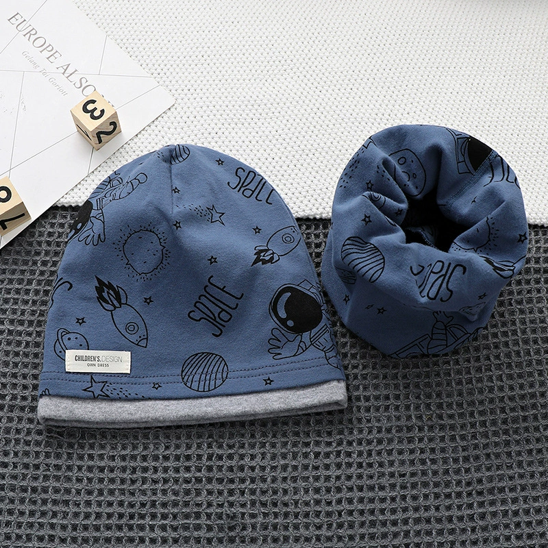 Demi-season kids' cotton set with scarf in Korean style, 2-8y, 48-54cm, multi-color options