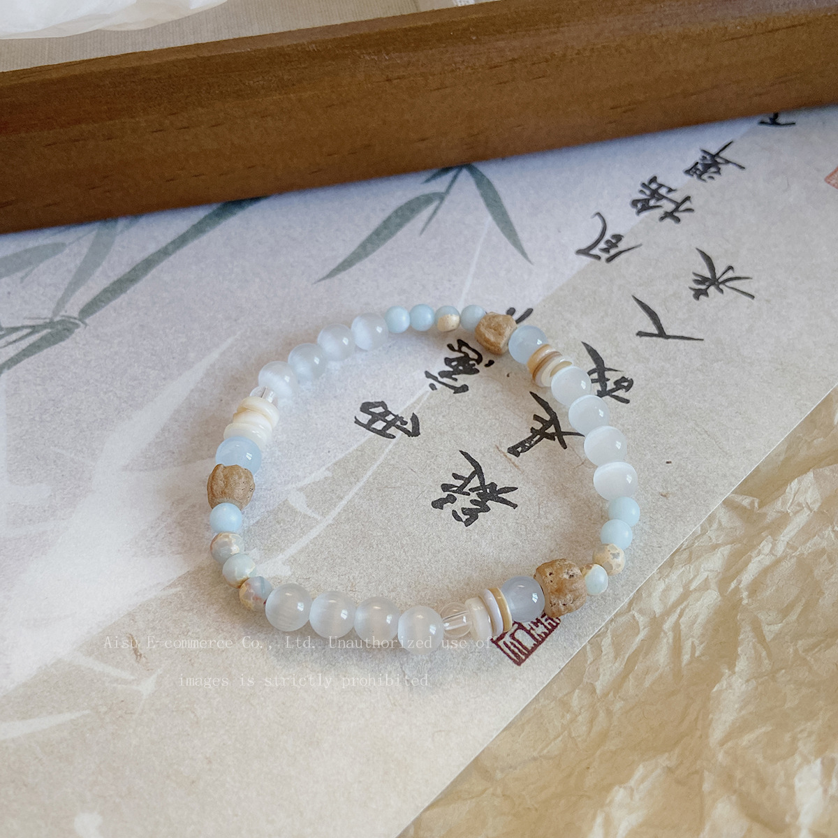 苍兰白雪艺术感手链族多巴胺校园椰壳手串复古小众学生百搭手链