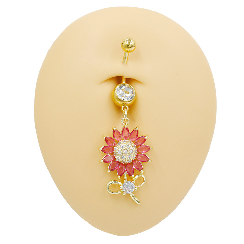 Piercing nombril tournesol méduse avec zircon bijoux mode_voghion.com