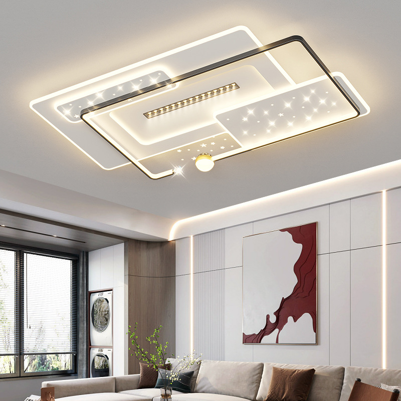 Lámpara de techo de sala de estar de lujo, protección ocular de espectro completo, lámpara colgante de dormitorio principal, ambiente moderno, simple, ultrafino, ahorro de energía