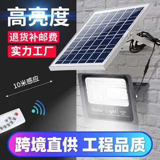 跨境专供亚马逊led太阳能投光灯路灯户外感应照明家用庭院泛光灯