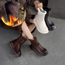 上海杰骤冬季新款纯色加绒加厚保暖马丁靴低筒厚底雪地靴时尚女鞋