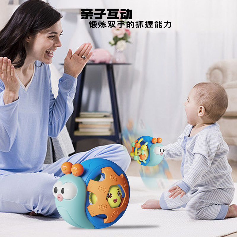 跨境婴幼儿球玩具蜗牛球可咬抓握0到1岁磨牙手抓球婴儿手摇铃床铃|undefined