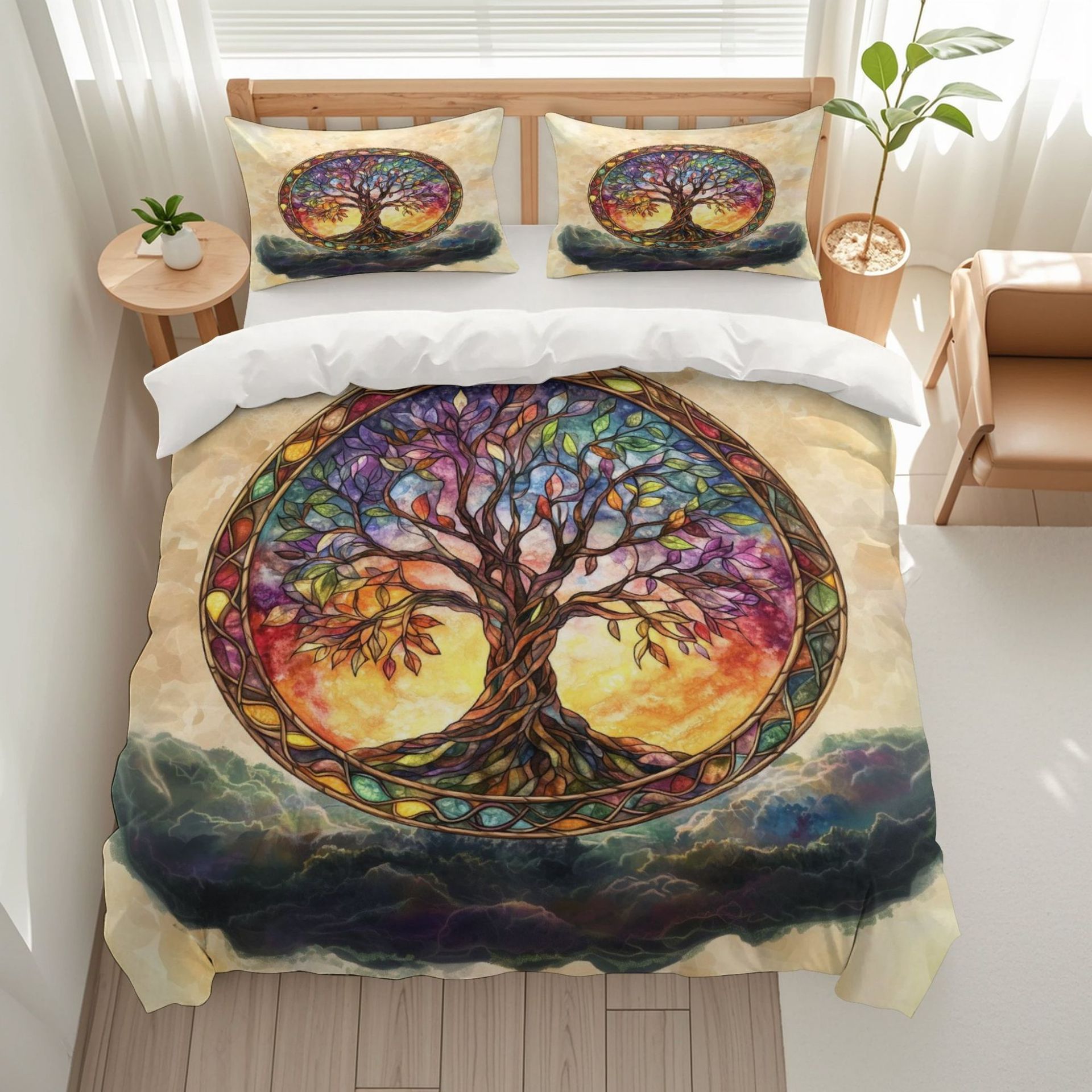 TEMU / JIT Fantasía Celtic Nudo Life Tree Moist Print Digital Kit de colcha de tela para el hogar