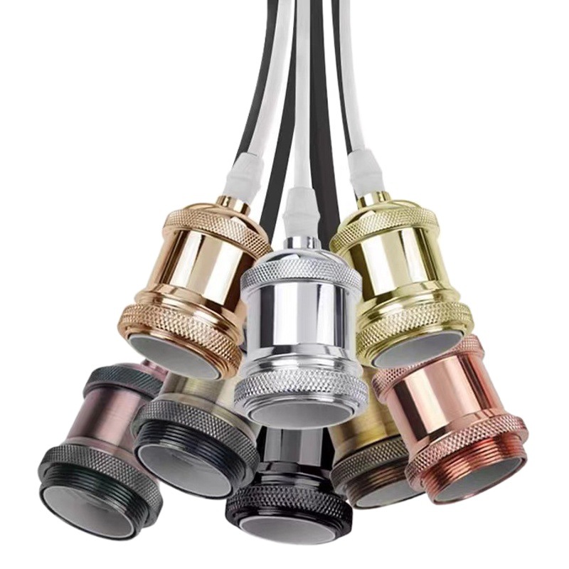 Directo de fábrica antiguo retro portalámparas colgante de aluminio portalámparas E27 tornillo grande con alambre candelabro portalámparas