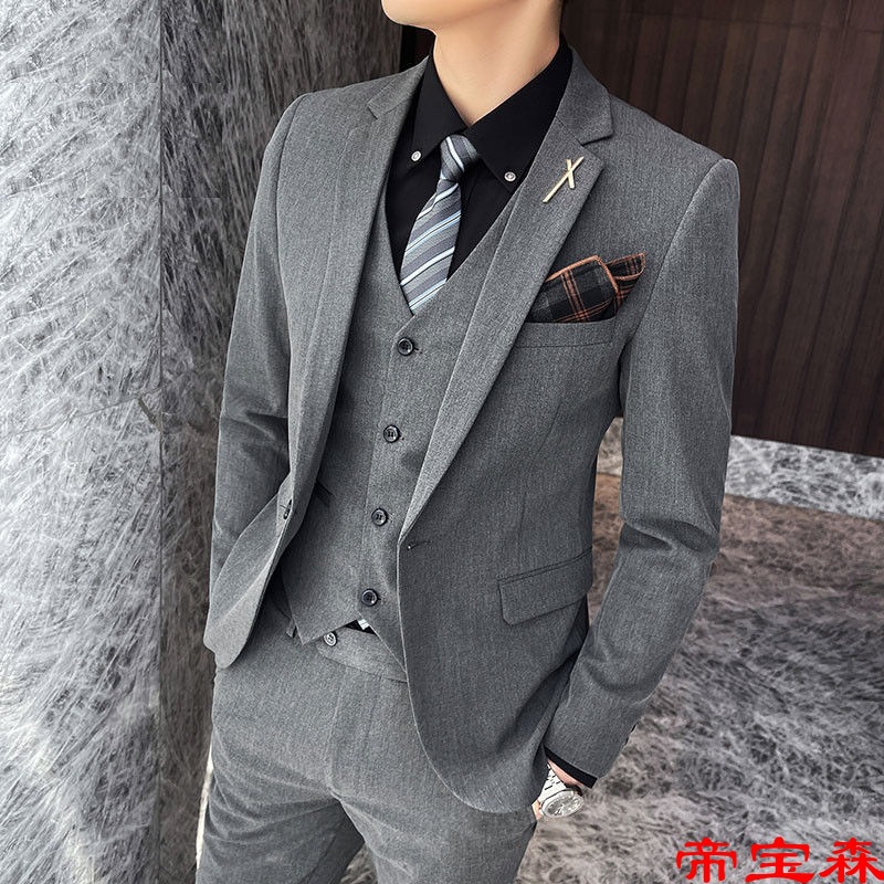 man 's suit Men's singles suit Three Solid Small suit man business affairs leisure time Groomsman Groom marry full dress