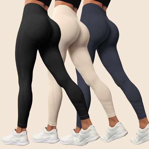 Cross-border high-waisted abdominal control peach hip bare feel yoga pants for women, pure color quick-drying breathable running sports fitness pants