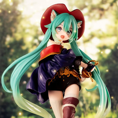 初音ミク童話仙境ブーツを着た猫の手作りグッズアニメモデルデスクトップ置物誕生日プレゼント
