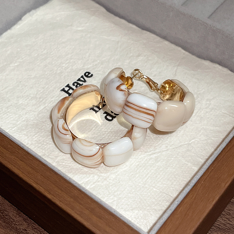 23g Weight 925 Sterling Silver Ear Needle Material Earrings Classification 1 Pair Quantity Daily, Street Occasion Resin Material Geometric Pattern All Seasons Season Women's Gender Plating Design Simple Style Style 1 Pair Simple Style Geometric Plating Resin Earrings 8