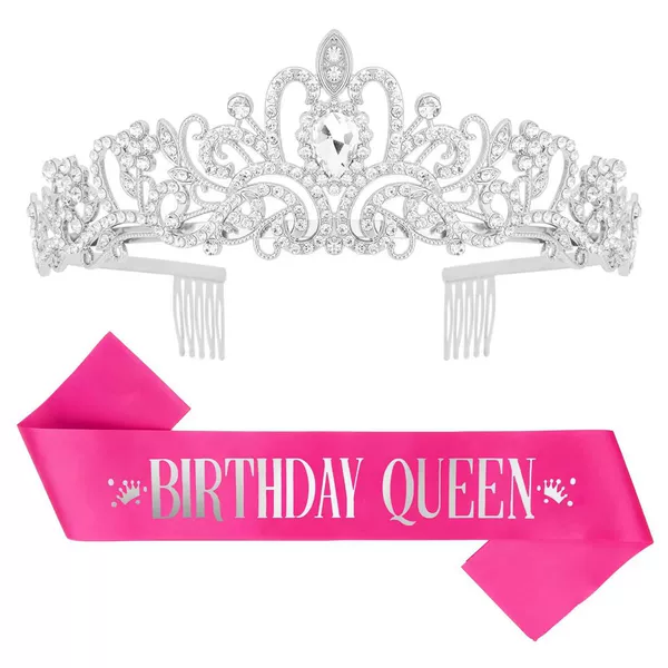 Rose Red QUEEN Crown Ribbon Set