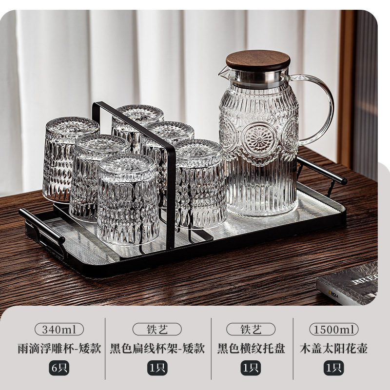 Taza de agua de vidrio en relieve con un conjunto de alta calidad de té para beber jugo de cerveza tazas de café